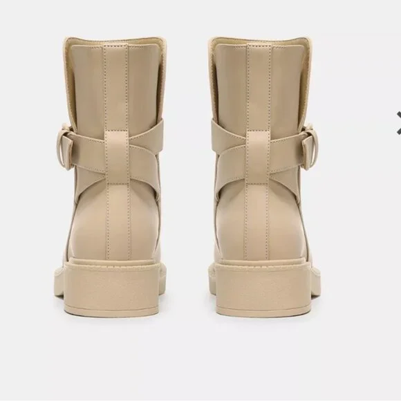 Vince Kaelyn Water Resistant Dune Beige Chunky Heel Moto Combat Boot, Size 8.5 - Picture 9 of 9